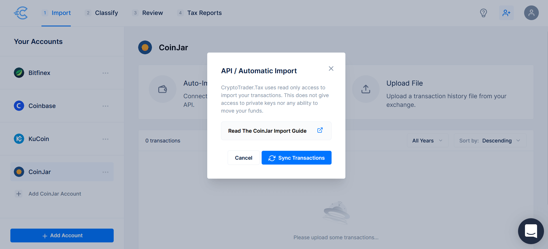CoinJar tax import
