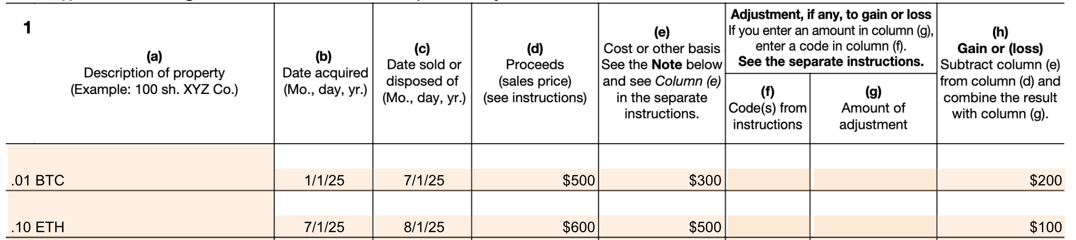 Filled Out Form 8949 example 