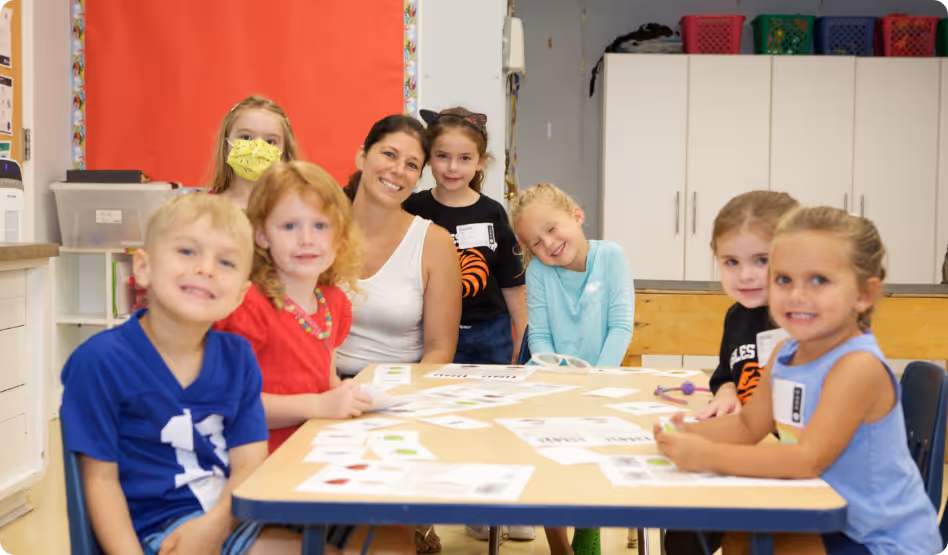 image of childern with their teacher during a volunteer event at towerhill church