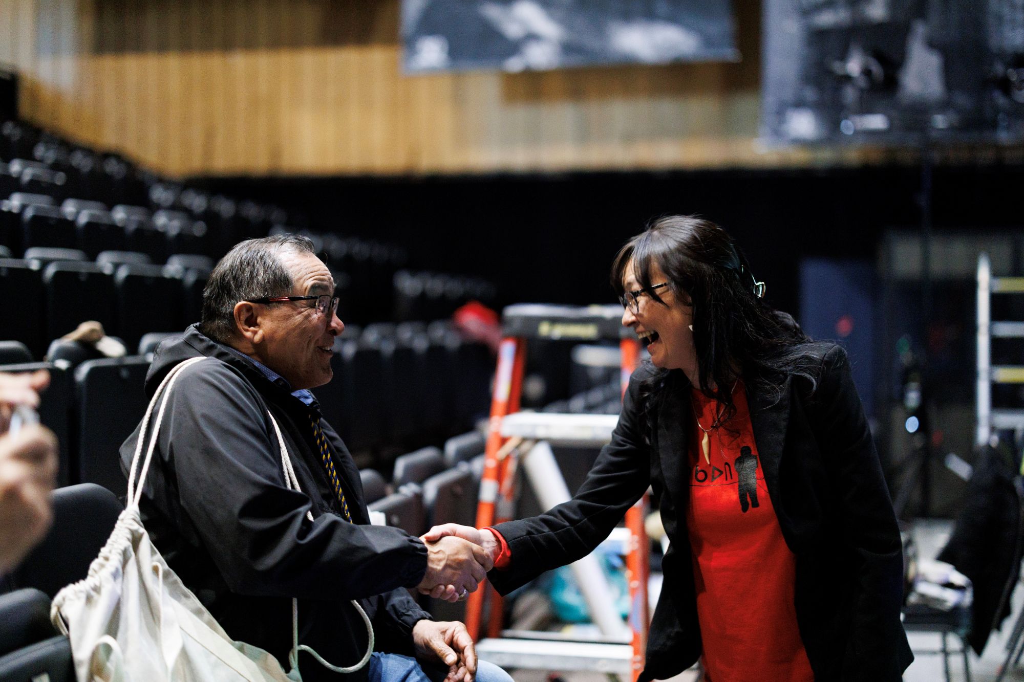 Makivvik President Pita Aatami and Aukkauti Co-Stage director Akinisie Sivuarapik
