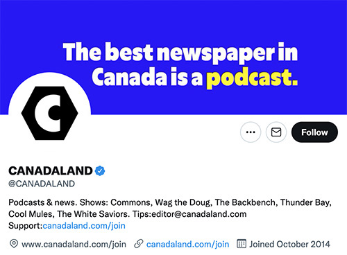 paid podcast link Canadaland Twitter bio