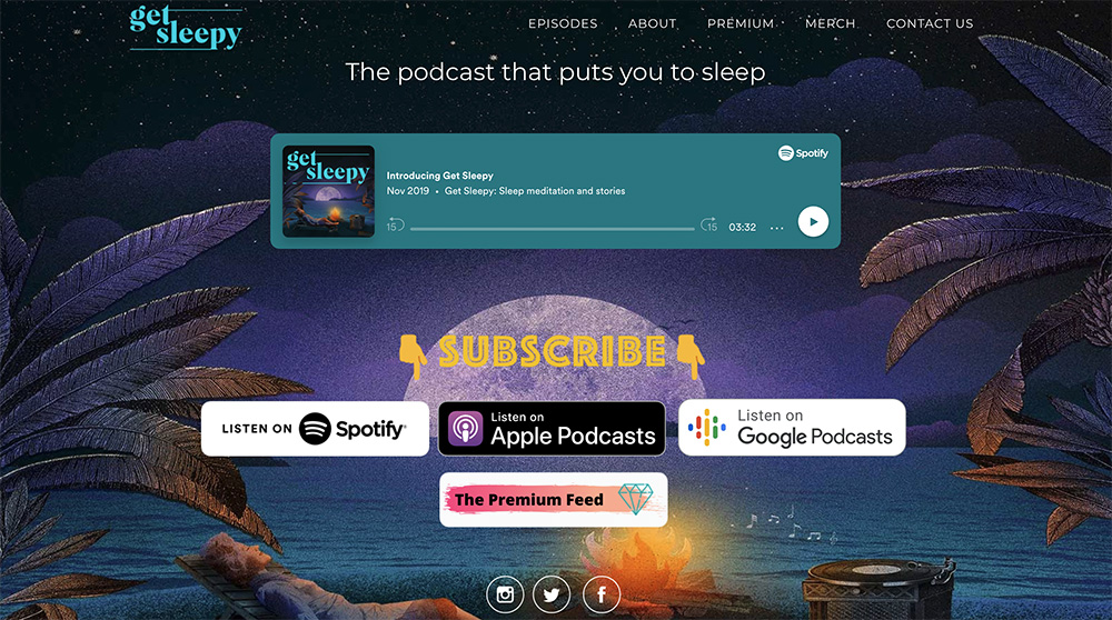Get Sleepy paid podcast subscription website
