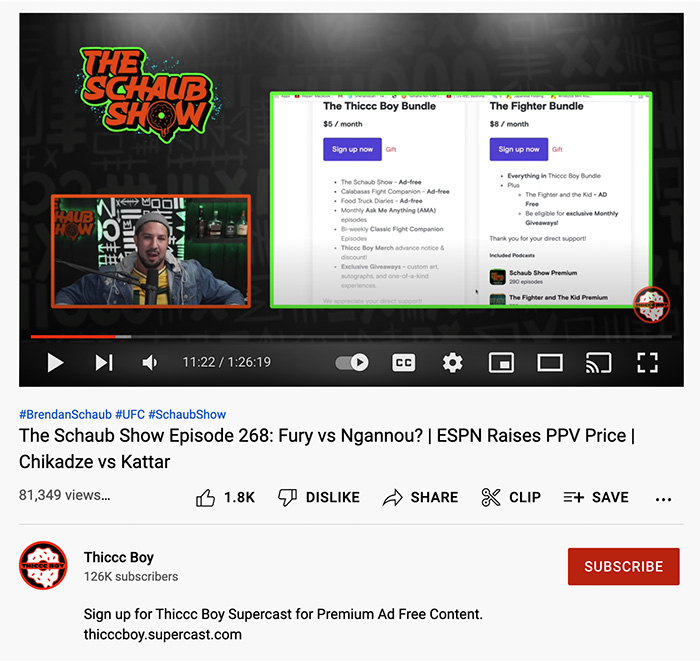 paid podcast promo on YouTube, The Schaub Show