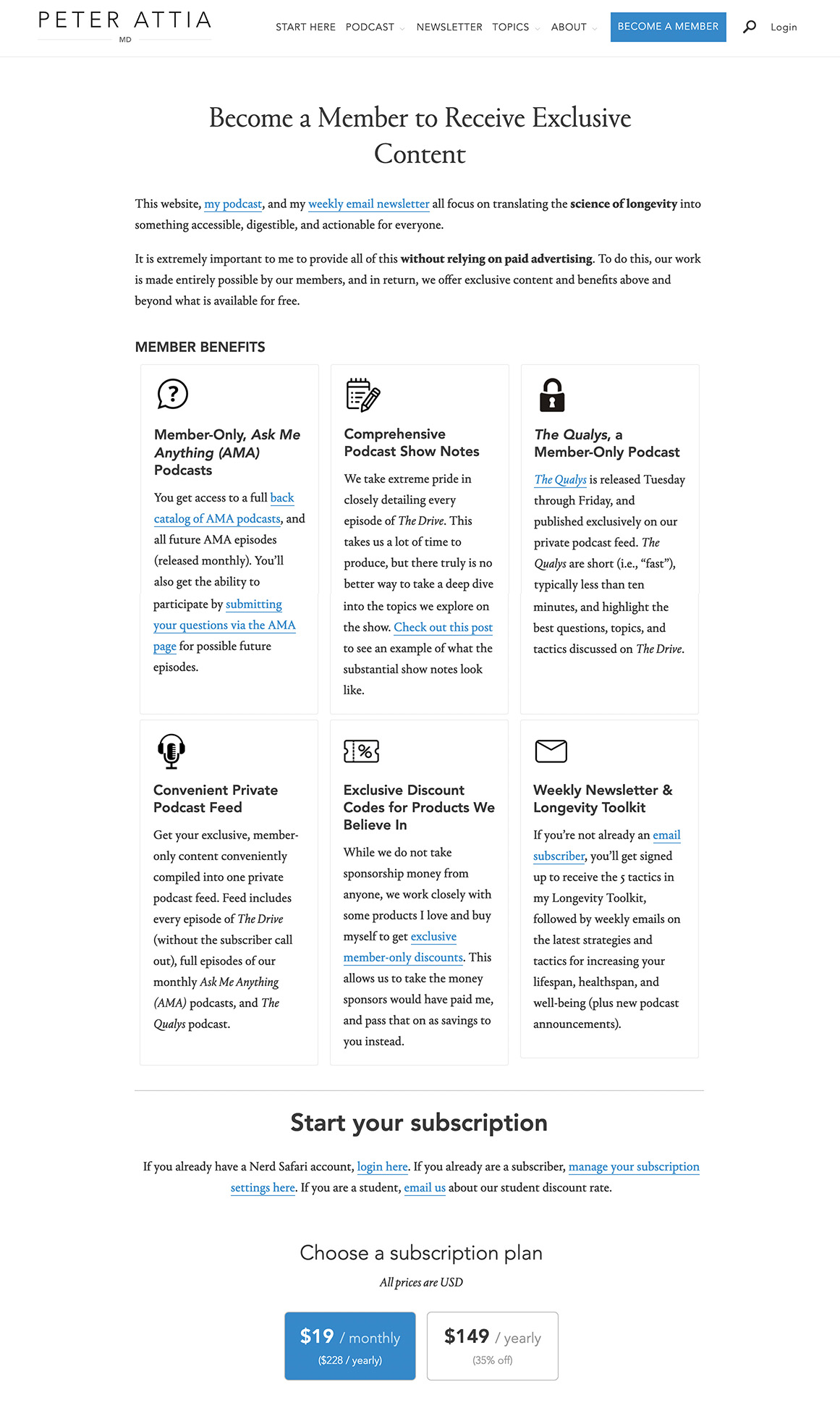 The Drive podcast subscription sales page