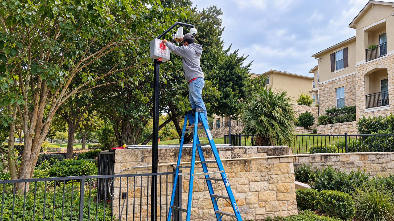 Lincoln Security Systems team reviewing a multifamily property for ongoing system support