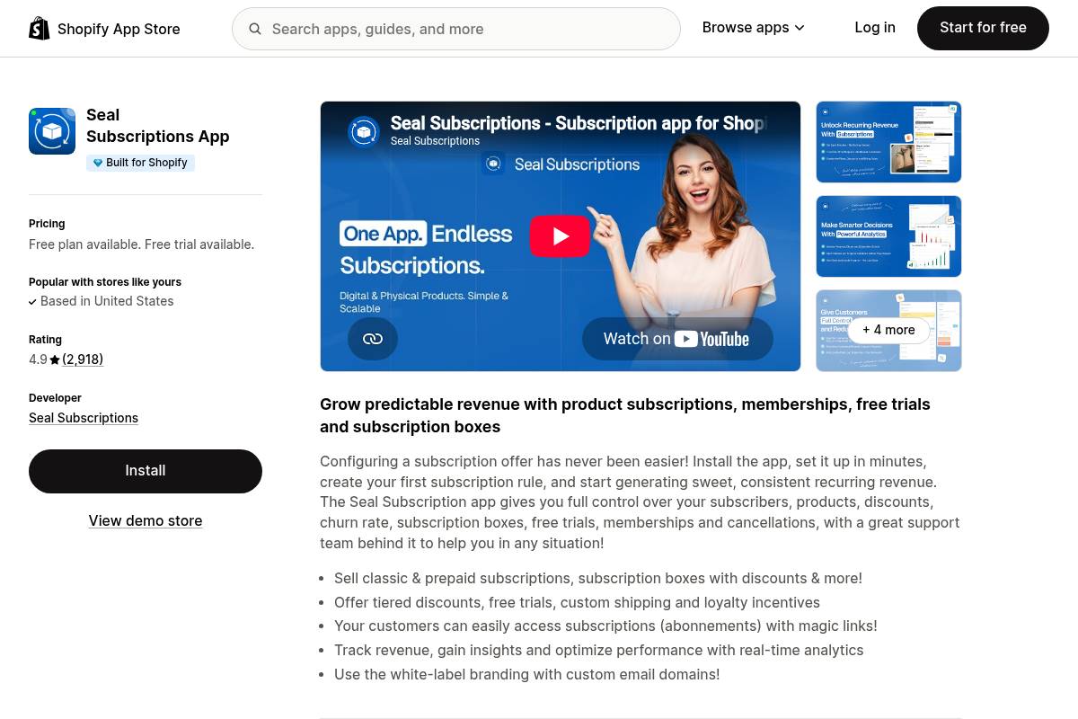 5. Seal Subscriptions — Best Budget Shopify Subscription App for Startups