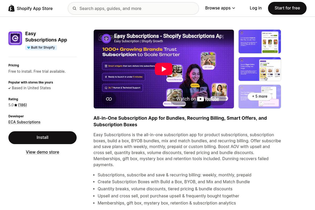 10. Easy Subscriptions — Best for Subscription Boxes and Bundles with Zero Transaction Fees