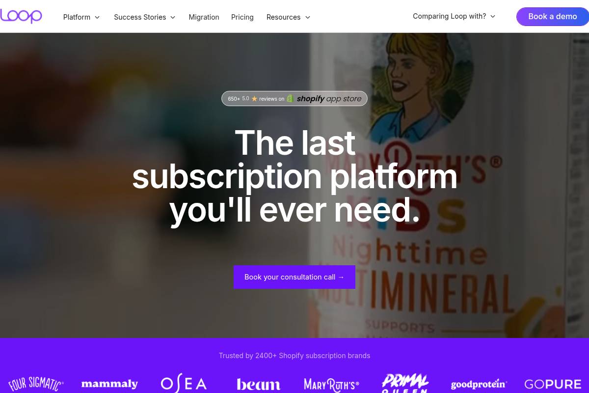 5. Loop Subscriptions — Best for Churn Reduction and DTC Retention