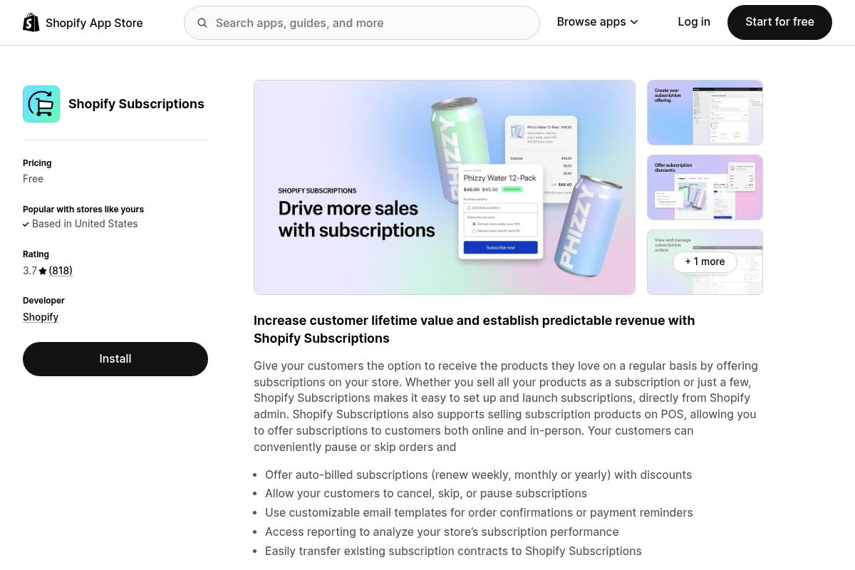 9. Shopify Subscriptions (Native): Best for Very Simple Recurring Billing