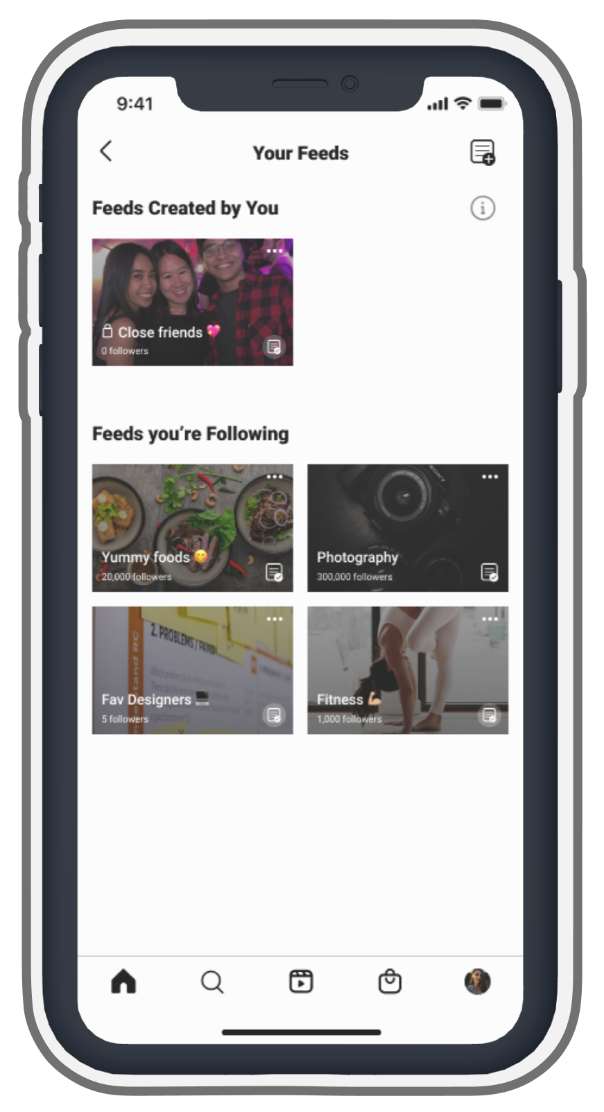 This is preview of what an MVP would look like. Users would only be able to create their own feeds & following existing feeds. The pinning feature isn't available yet. 