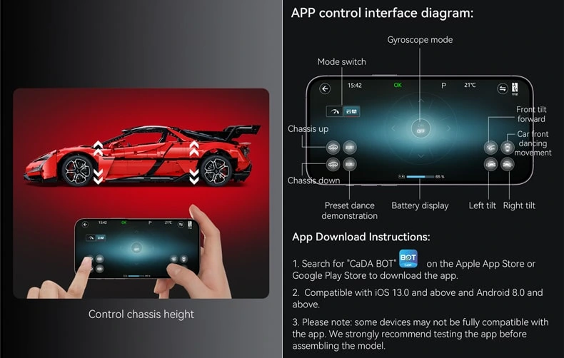 CaDA yangwang mobile app control interface