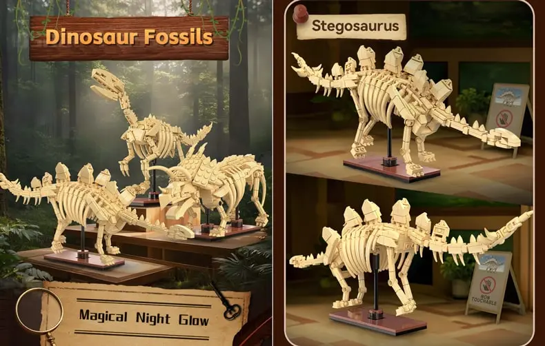 CaDA dinosaur fossils sets: Stegosaurus, Triceratops, Velociraptor