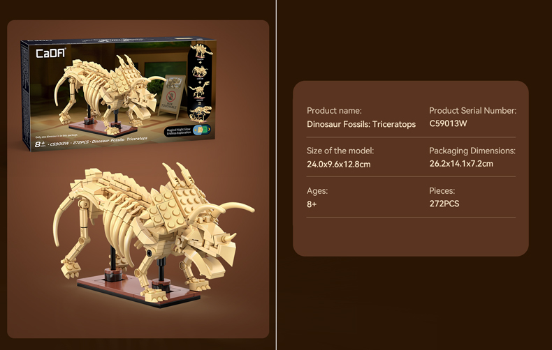 CaDA C59013W Triceratops Fossil set picture and psecifications