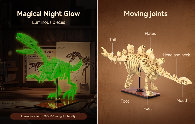 CaDA DInosaur glowing pieces