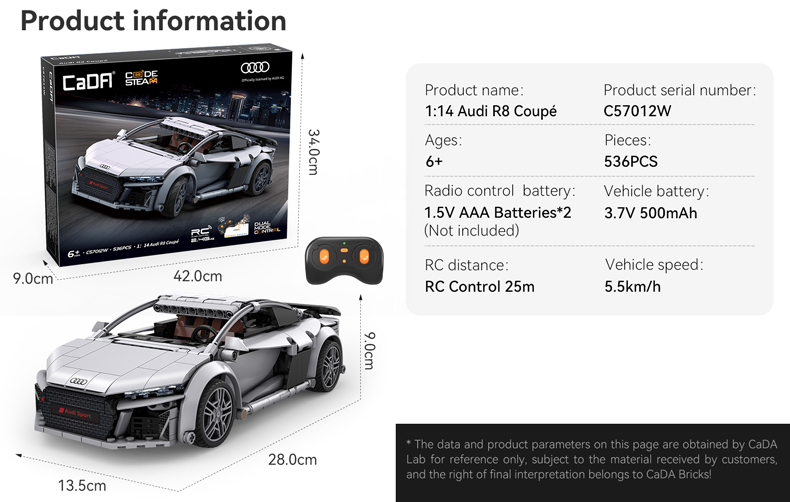 CaDA C57012W Audi R8 specifications