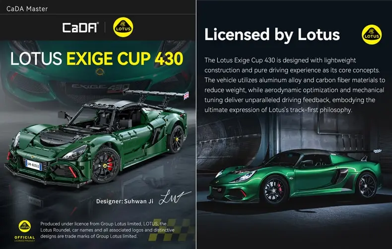 CaDA Master series C61511W Lotuus exige  model with the real car image and description