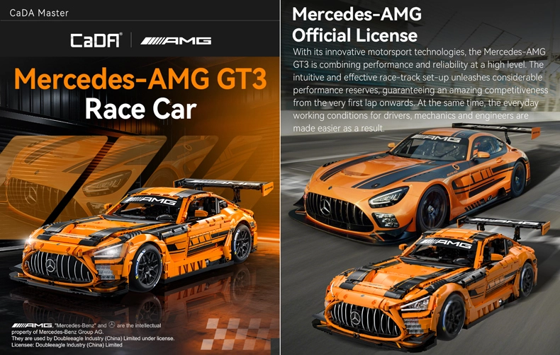 CaDA AMG GT3 building bricks replica in 1/8 scale model