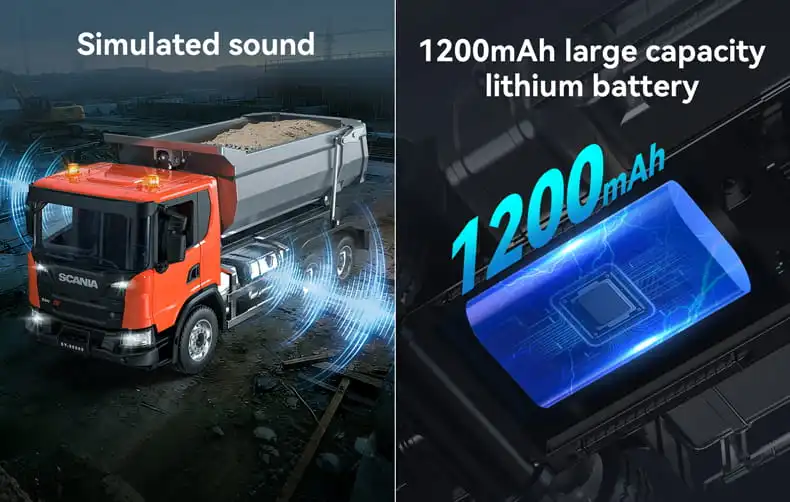 Remote control dump truck with a battery 7.4v