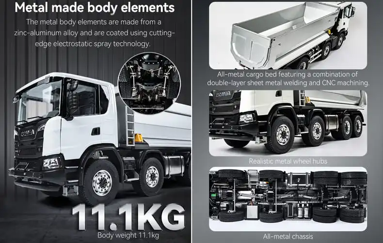 Hobby grade fullly metal 11kg Scania XT G540 dump truck