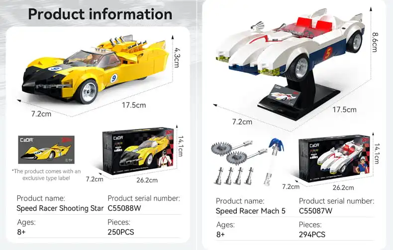 Speed Racer CaDA C55087W and C55088W specs