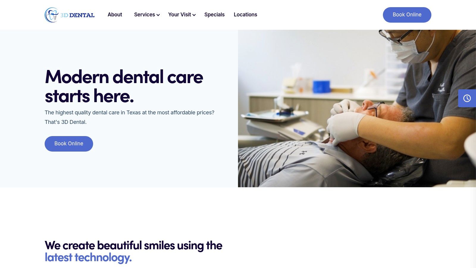 Screenshot from https://www.3ddentaltexas.com