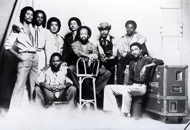 Promotional photo of Earth, Wind & Fire c. 1978