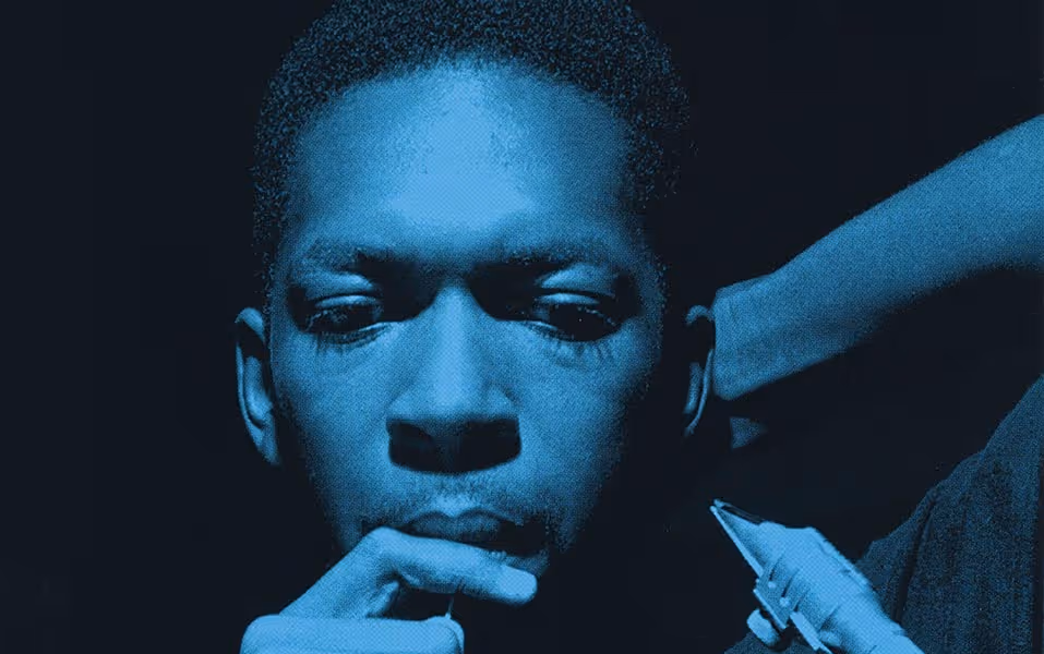 Album cover for Blue Train released January 1958 on Blue Note Records