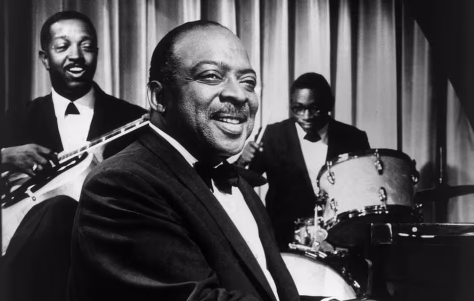 Count Basie with his orchestra.