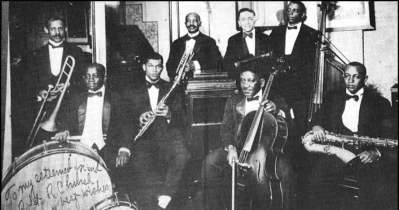 W.C. Handy, center rear, with his Memphis Orchestra c. 1918.