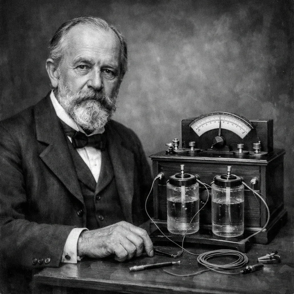 scientists sitting beside the electrolsis machines they created 
