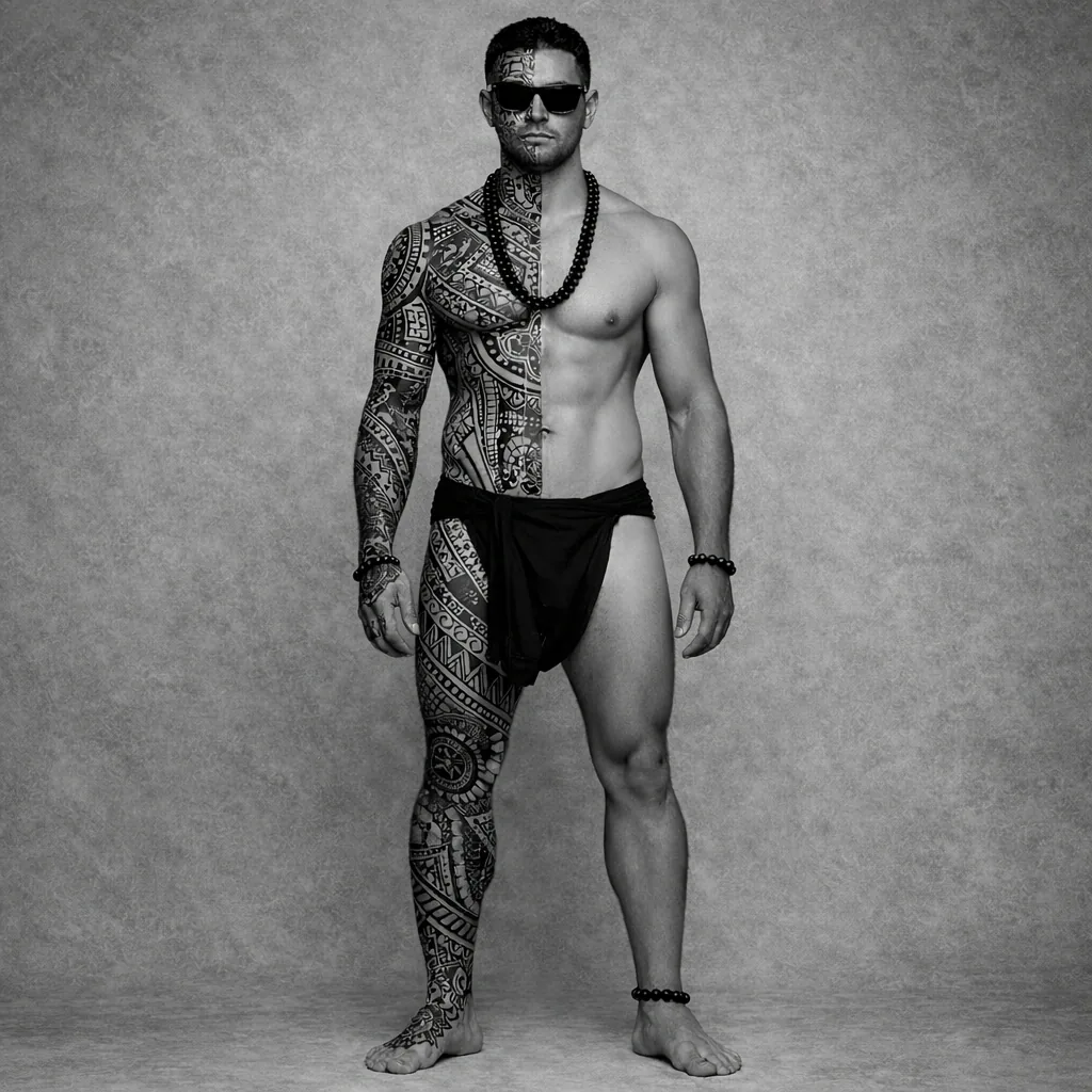 body of man that is half tattooed