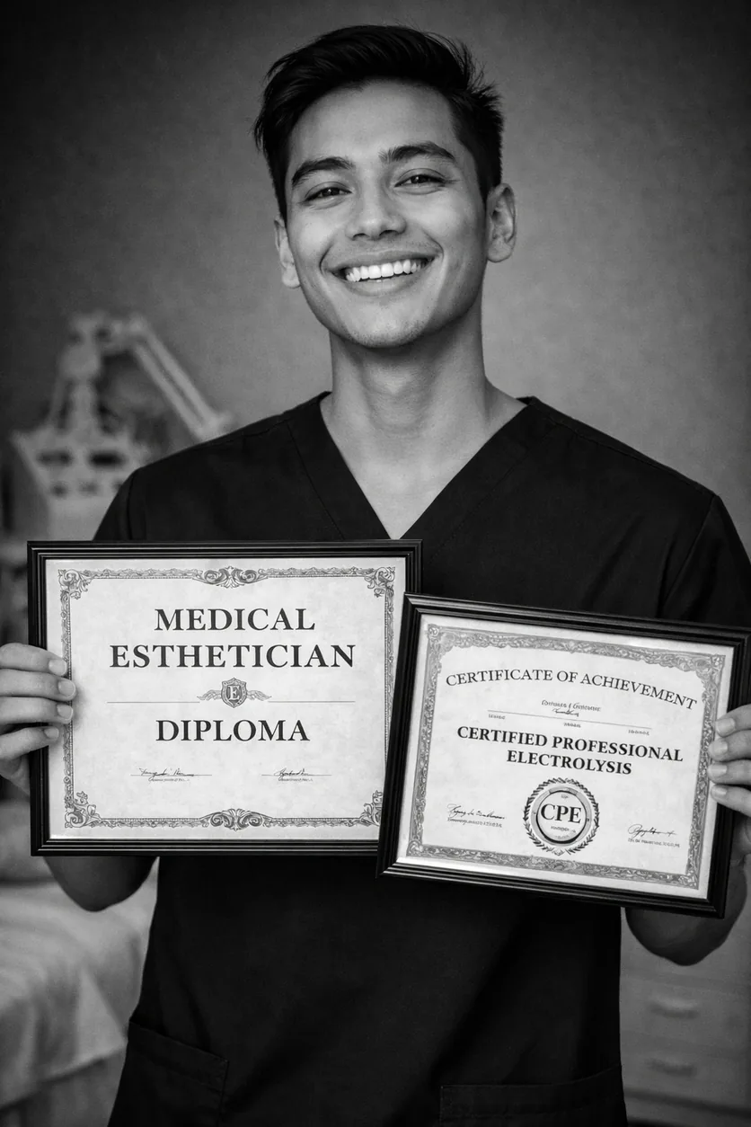 photo of man holding diploma and certificate