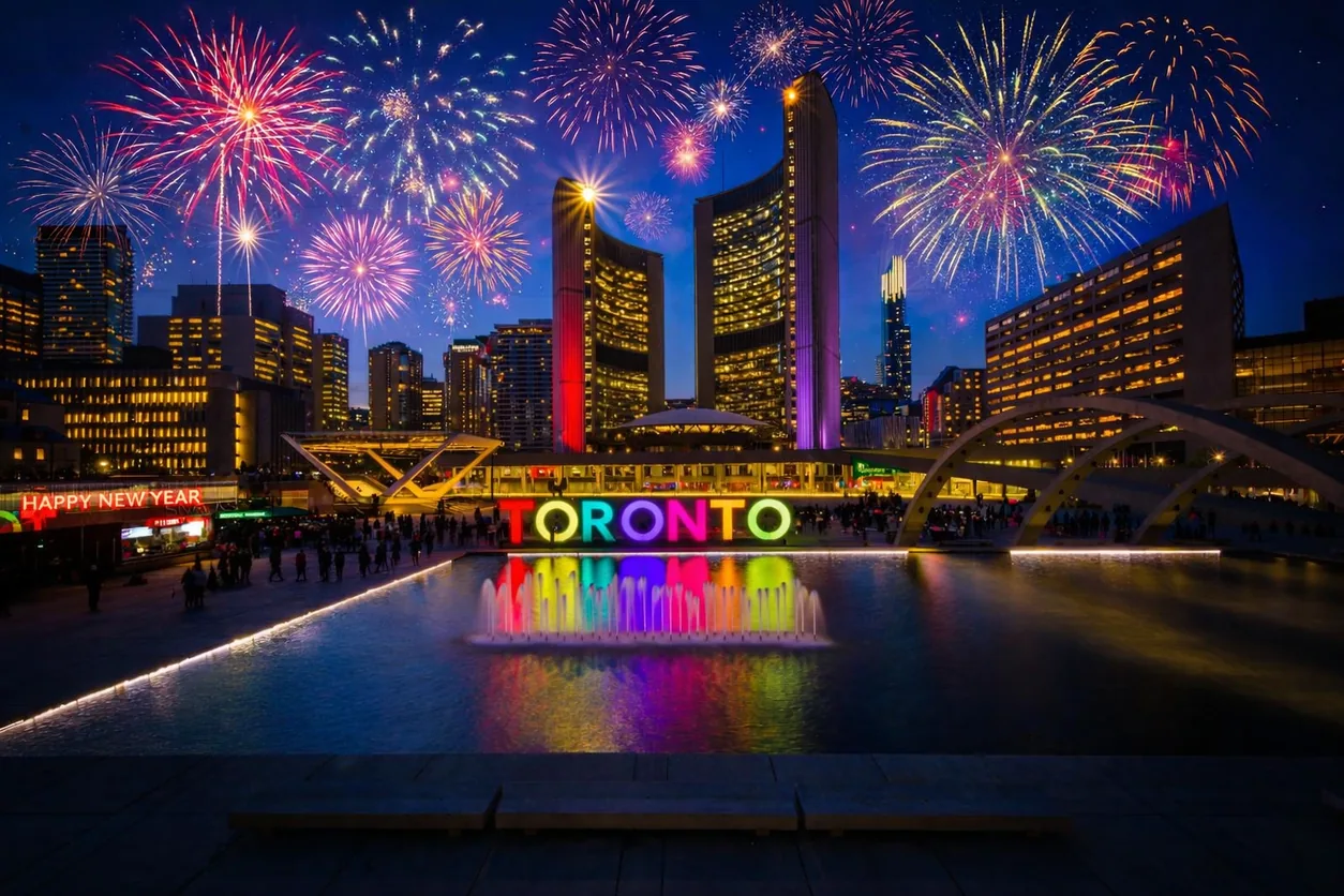 New Year's Eve celebration at Nathan Phillips Square in Toronto