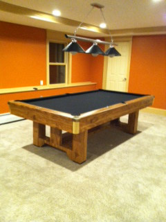 pool table with billiard lighting