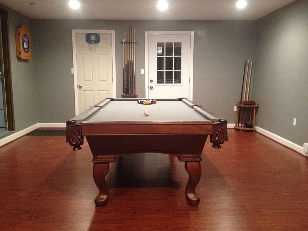 pool table and cue rack