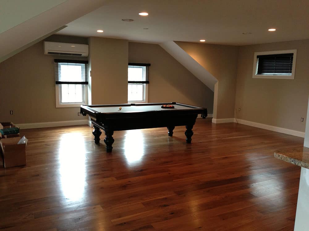 pool table in an open room
