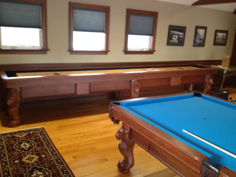 blue pool table and shuffleboard