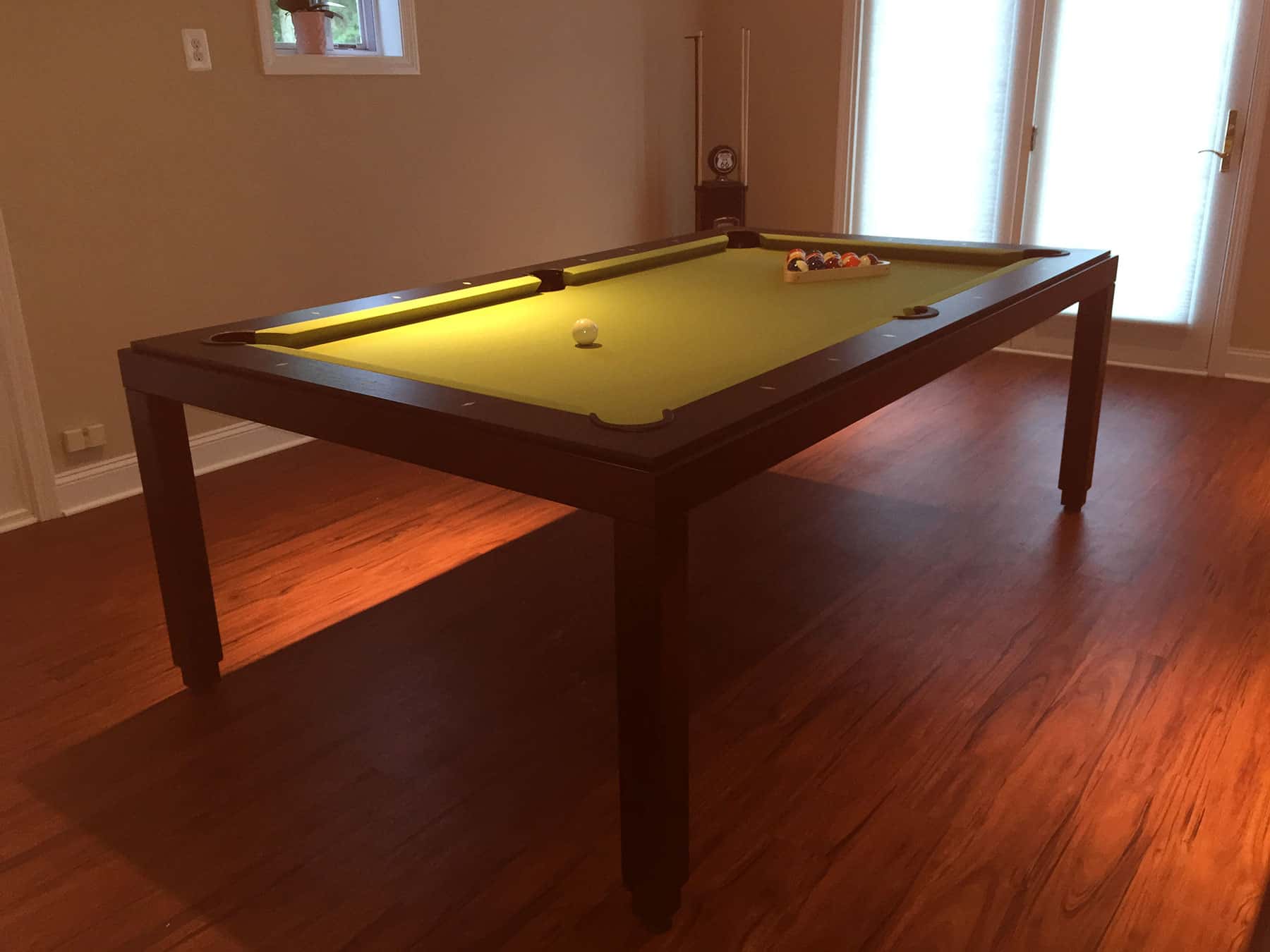yellow pool table