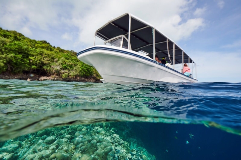 A diving boat in Palau, Micronesia