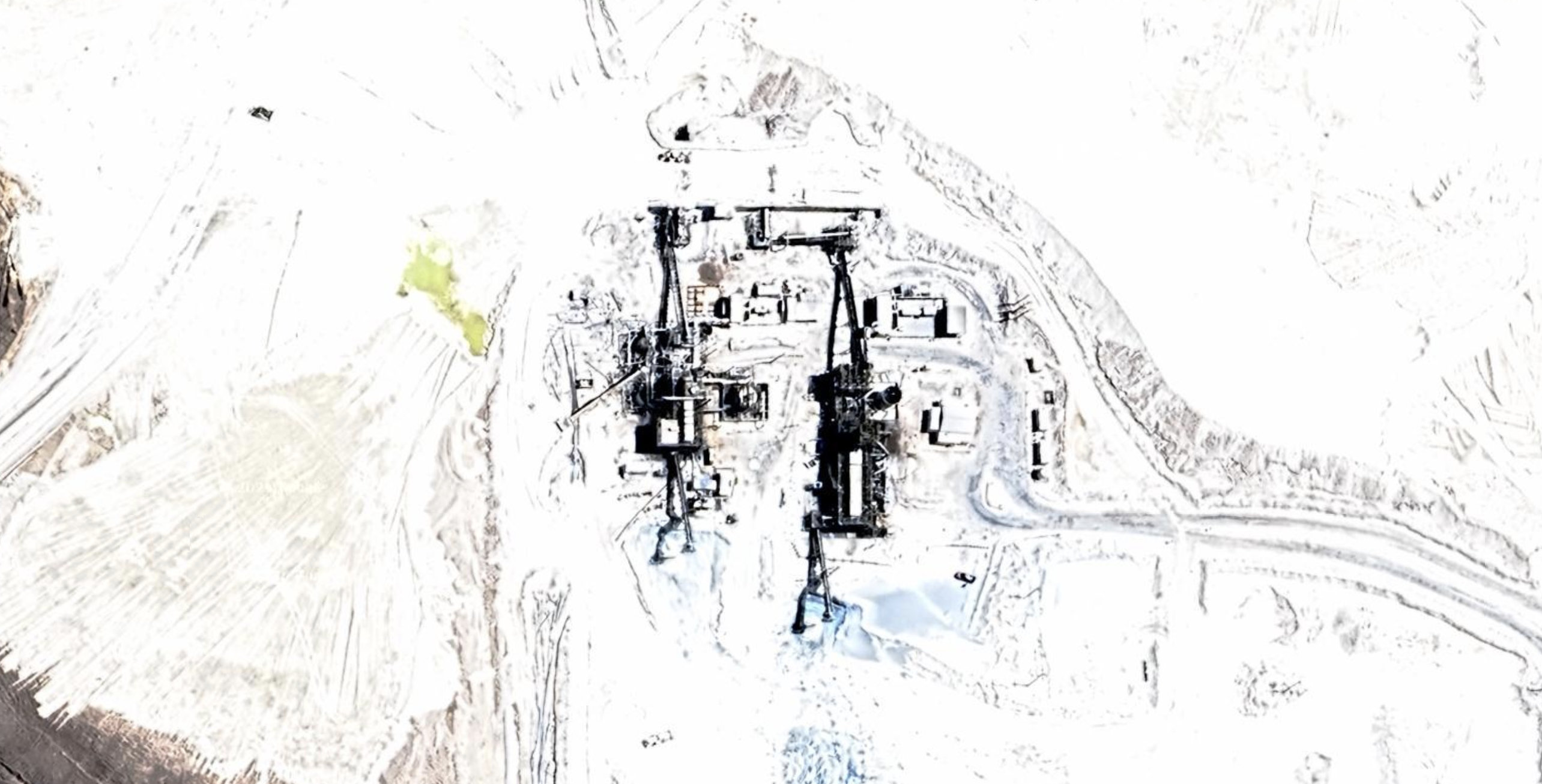 Infrastructural zoom of lithium evaporation ponds in the Salar de Atacama.