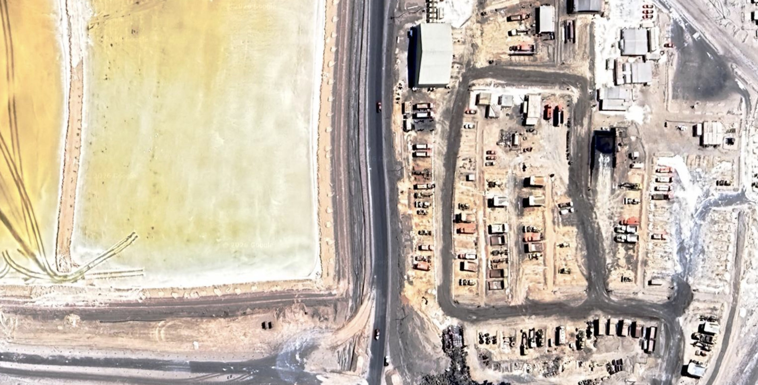 Infrastructural zoom of lithium evaporation ponds in the Salar de Atacama.