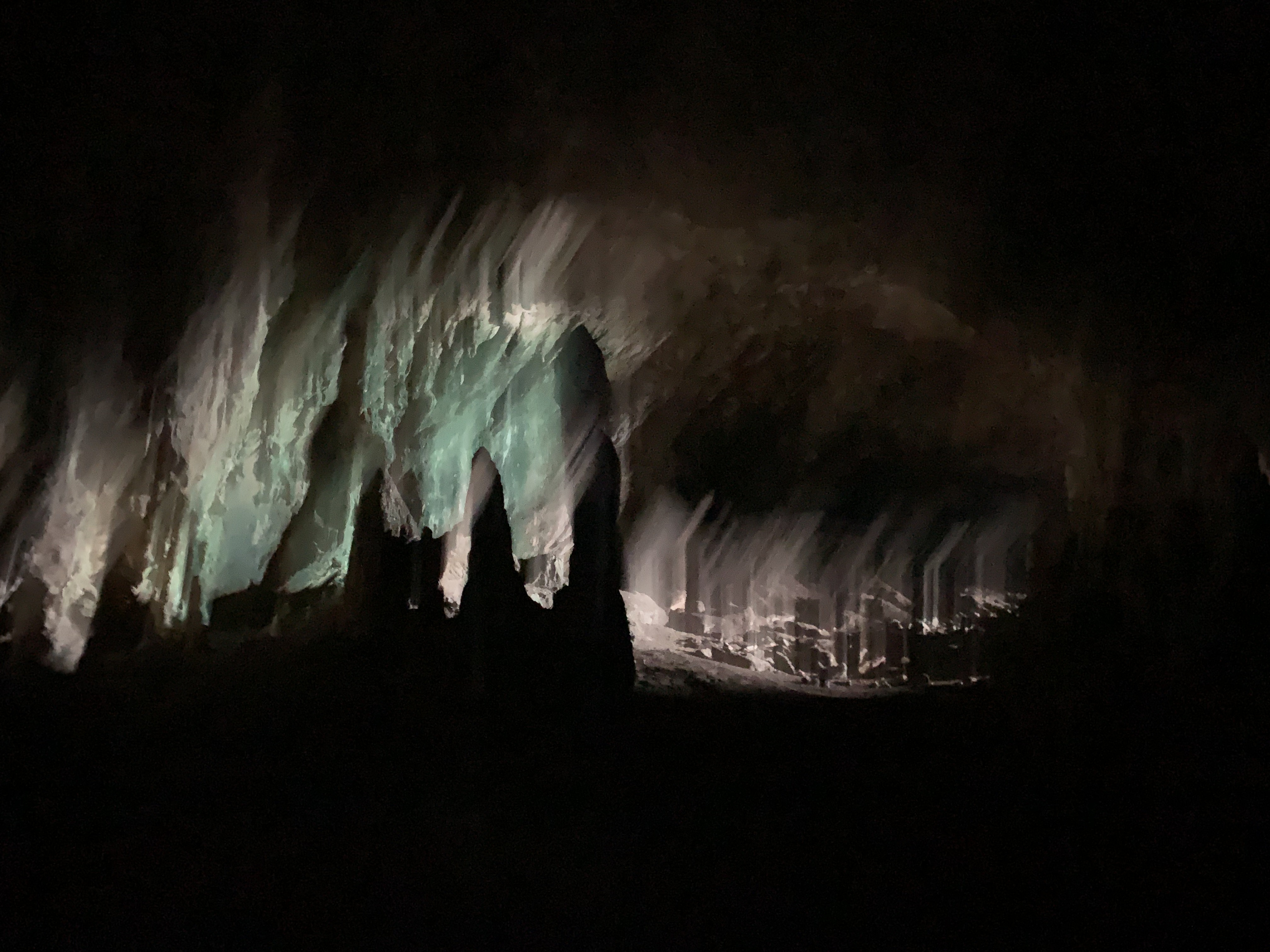Cellphone camera struggles to capture what it feels like to be in Klasies Cave 3.