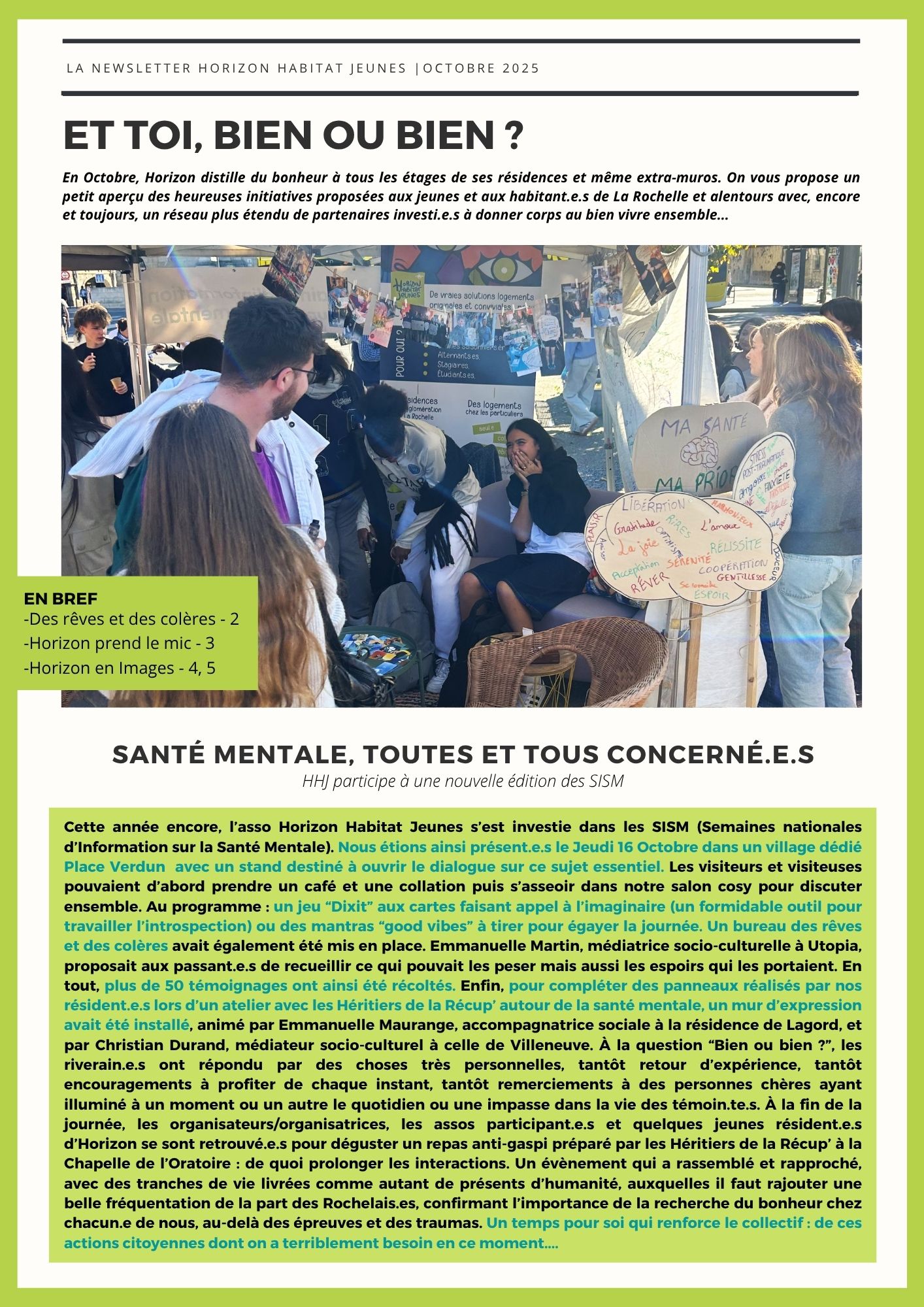 NEWSLETTER DU MOIS D'OCTOBRE
