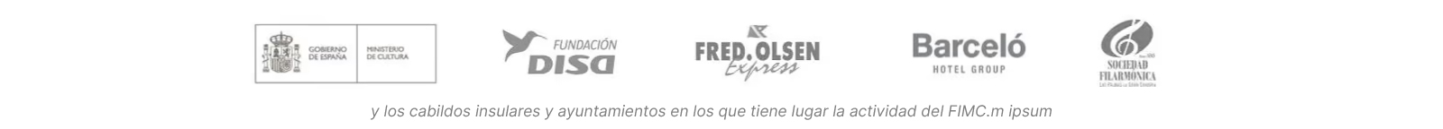 Logos del: instituto Nacional de las Artes Escénicas y de la Música. gobierno de España, Instituto Canario de Desarrollo Cultural, Gobierno de Canarias, Fundación DISA, Fundación DISA, Fred.olsen express.