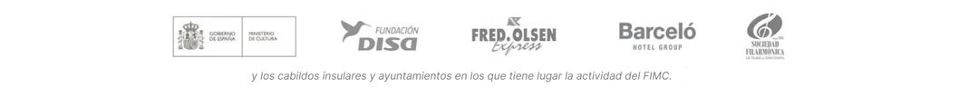 Logos del: instituto Nacional de las Artes Escénicas y de la Música. gobierno de España, Instituto Canario de Desarrollo Cultural, Gobierno de Canarias, Fundación DISA, Fundación DISA, Fred.olsen express.