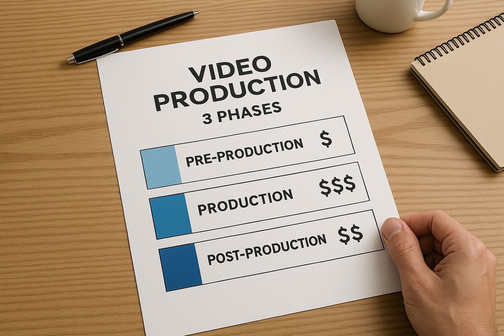 someone looking at a video production cost breakdown