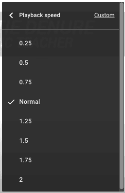 YouTube Playback speed options