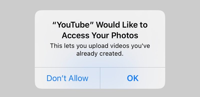 YouTube would like to access your photos