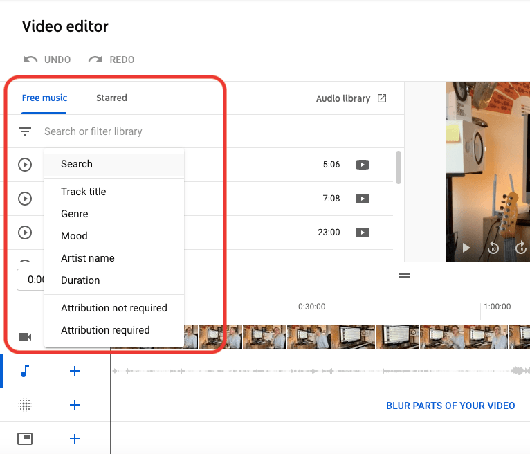 YouTube Track Selection