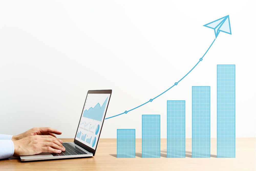 Video Promo Chart increasing off laptop